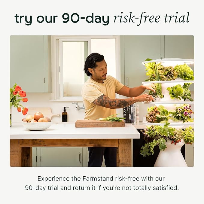 Farmstand Starter Kit with Glow Rings and 30 Seedling Credits | Family Hydroponic Growing System Kit | Vertical Garden Planter Tower | 5ft 5in Tall