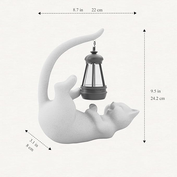 Solar Cat Garden Statue 10 Inch Porch Patio Decor for Outside Yard Decoration Outdoor Unique Housewarming Gardening Birthday Gifts for Cat Lovers Women Grandma