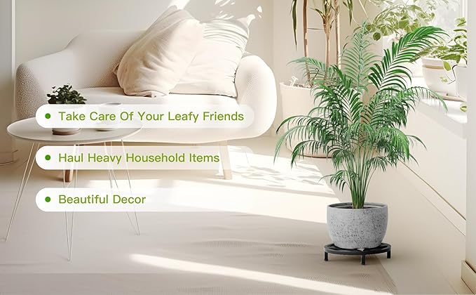 Zhongma 2 Pack 11.8" Sturdy Potted Plant Stand Flower Pot Holder Heavy Duty Construction, Low Plant Stand for Home Indoor and Outdoor, Sturdy plant riser and saucer without Installation Required