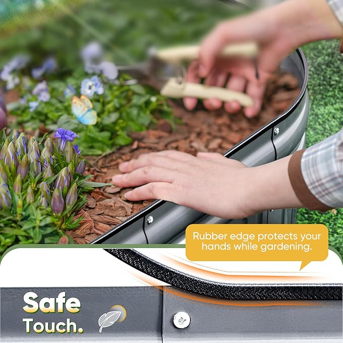 KING BIRD Raised Garden Bed Kit 2025 Upgraded Modular DIY Galvanized Planter Garden Box Outdoor for Gardening, Vegetables, Flowers, Elegant Roman Column Design, 71x24x12 in, Dark Grey