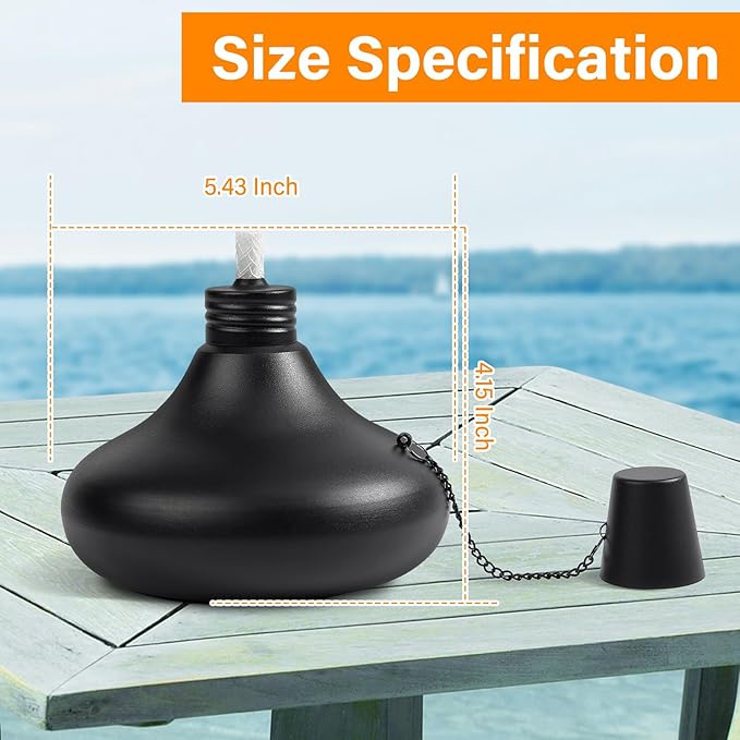 Upgraded Tabletop Torches Set of 6, 24oz Citronella Candles for Outdoor, Metal Table Top Torches for Outside, Refillable Torch Lanterns for Patio, Yard, Deck, Garden, Party