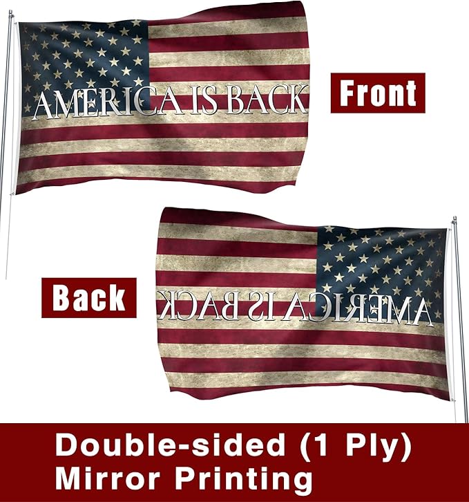 Amarica is Back Flag 3x5 Ft Double Sided Faith Over Fear Banner, Christian American Flags for Outside Christian Banners with Brass Grommets Outdoor House Decorations Flag
