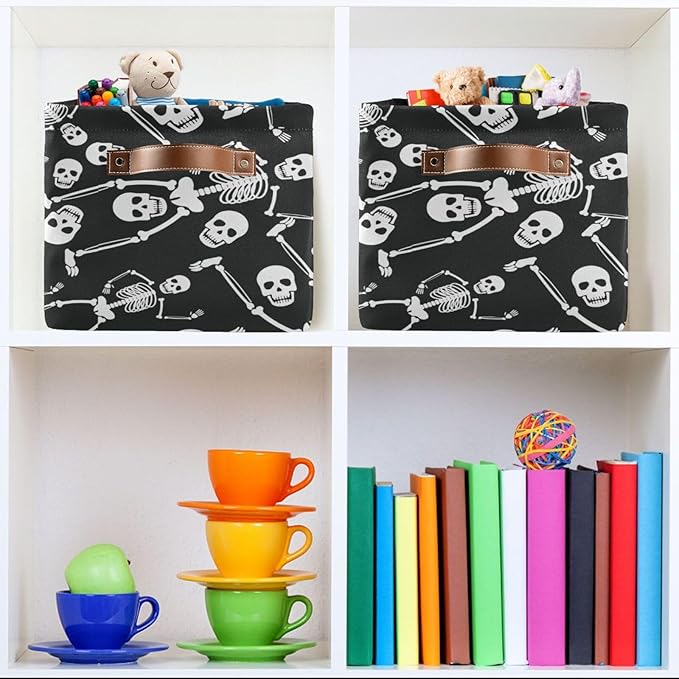 Skull Rectangular Storage Basket Organizer Bin Shelf Baskets For Clothes Gifts For Home Office Dorm