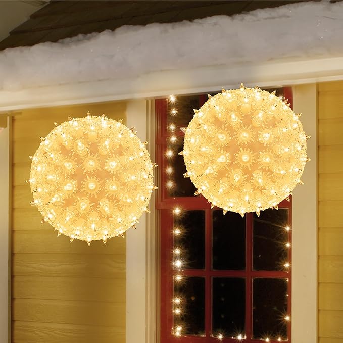 Brightown 6” Christmas Lights Ball Outdoor Sphere Lights 100 Replaceable LED Bulbs Plug in for Xmas Indoor Party Wedding Home Commercial Decorations