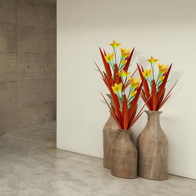 Homight Metal Agave Plant Outdoor Decoration Outdoor Garden Decoration Lily Mexican Yard Art Plant Garden Agave Lily Decorative Garden Gift… (3 Big Yellow Lilies)