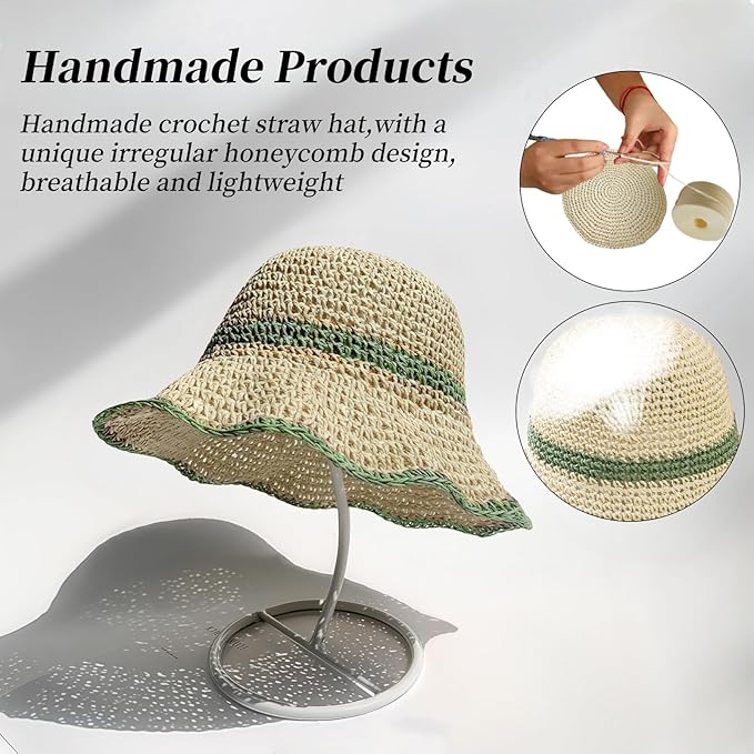 Floppy Big Beach Straw Hats for Women Foldable Summer Wide Brim Packable Sun Hat Womens Travel Straw Fedora Hat