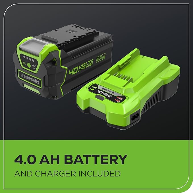 Greenworks 40V 8" Brushless Edger, 4.0Ah USB Battery and Charger Included