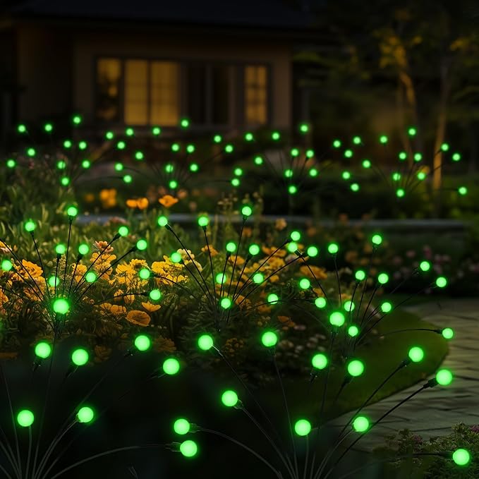 Solar Garden Lights,Halloween Lights Outdoor 60 LED Firefly Halloween Garden Lights Outdoor,Solar Lights for Outside,Solar Lights Outdoor Waterproof for Halloween,Christmas,Yard,Patio(Green)