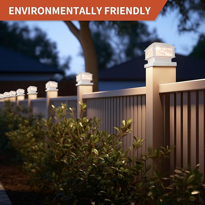 Solar Post Lights Outdoor, 20LM Fence Post Cap Lights, Waterproof, 2 Light Modes, Fit 3.5x3.5in 4x4in 5x5in Wooden Post, Solar Power Deck Lights for Garden Deck Patio Decoration(White 2Pack)