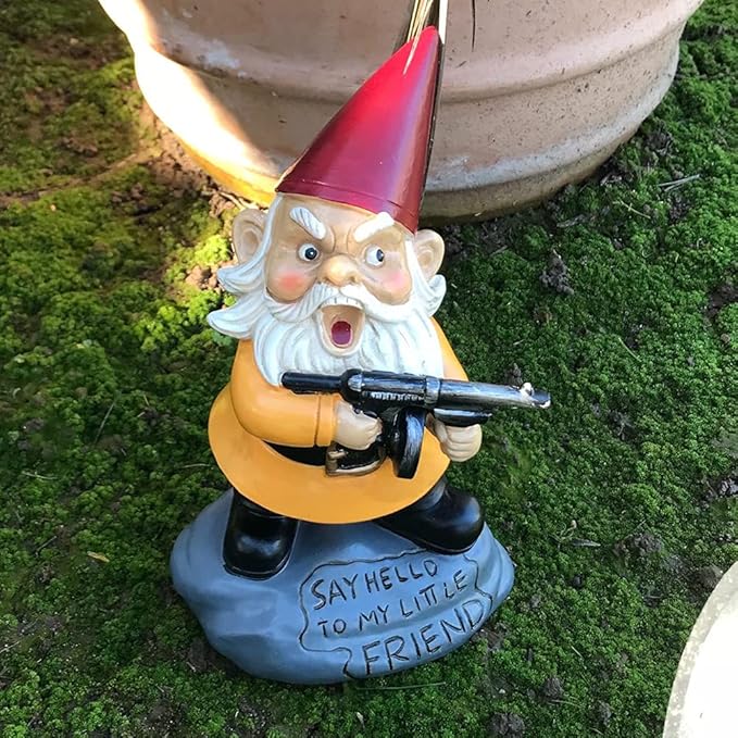 Garden Gnomes Outdoor Funny Garden Gnomes Funny Gnomes with Guns - for Indoor Outdoor Garden Gnome Sculpture Patio Yard Lawn Dwarf Decoration