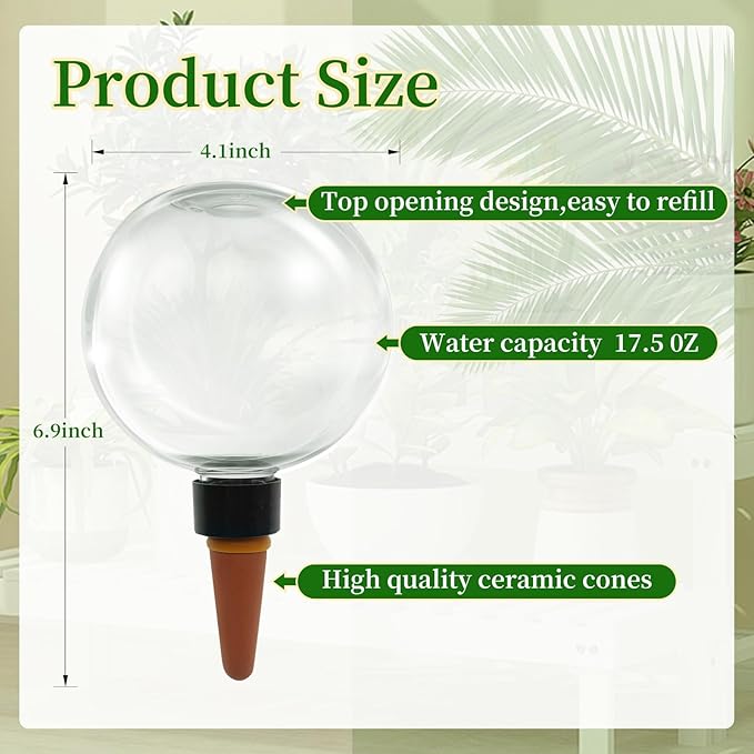 3 Pcs Self Watering Globes for Indoor & Outdoor Plants Automatic Watering Planter Insert 17.5 oz Watering Bulbs with Slow Release Control Water Dripper for Plants