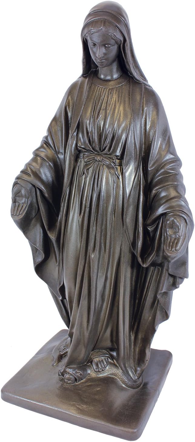 Emsco Group 92290 Virgin Mary Statue – Natural Appearance – Made of Resin – Lightweight – 34” Garden, BRONZE