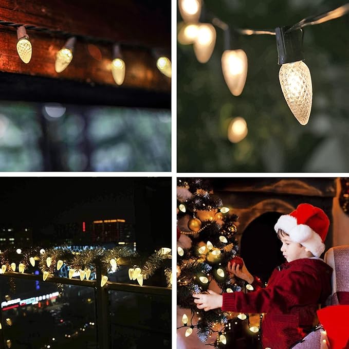 50Pack C9 Replacement LED Light Bulbs, Strawberry Christmas Bulb 2700K Soft White Shatterproof & Waterproof Outdoor String Light Bulbs, E17 Candelabra Base Edison Bulbs for Holiday Decoration