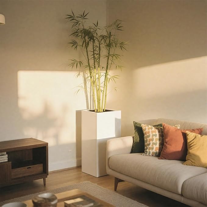 White Steel Metallic Heavy Planter for Outdoor Plants Box 14"x14"x30" Metal Planter Spliced Flower Pots with Partitions for Outside,Indoor,Garden (White, 14 * 14 * 30)