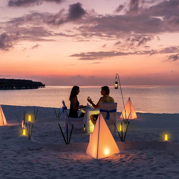 Hompavo 【Upgraded】 LED Flame Lights, 4-Mode Rechargeable Battery Operated Flameless Candles, Waterproof Pillar Flickering Lanterns for Living Room Bathroom Patio Wedding Party Halloween Home Decor