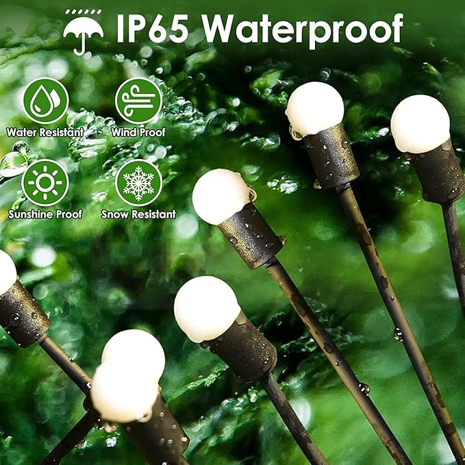 2025 Solar Lights Outdoor Waterproof, 6 Pack Solar Garden Lights, Solar Firefly Lights Outdoor Waterproof, Solar Twinkle Swaying Fairy Light for Pathway Yard Garden Christmas Decorations (Warm White)