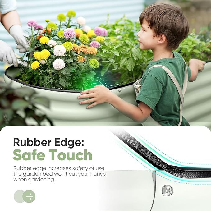 KING BIRD Raised Garden Bed 2.85 ft Tall 6 in 1 Galvanized Planter Garden Box Outdoor for Gardening, Deep Root Vegetables, Flowers 47.2X23.6X34.2 in, Light Green