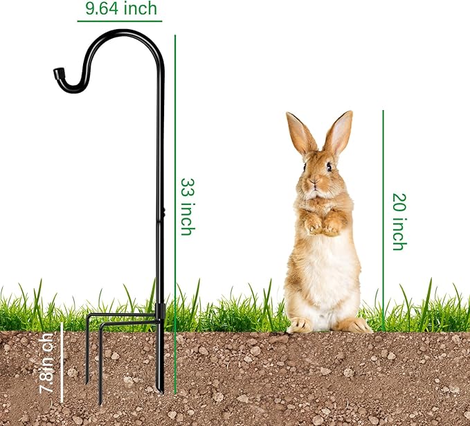 GOFORWILD Shepherd Hook 4 Pack Black, 33 inches Tall, Made of Premium Metal for Garden Decor, Plant Hanger, Lantern Hook, Solar Light Hanging, 7012
