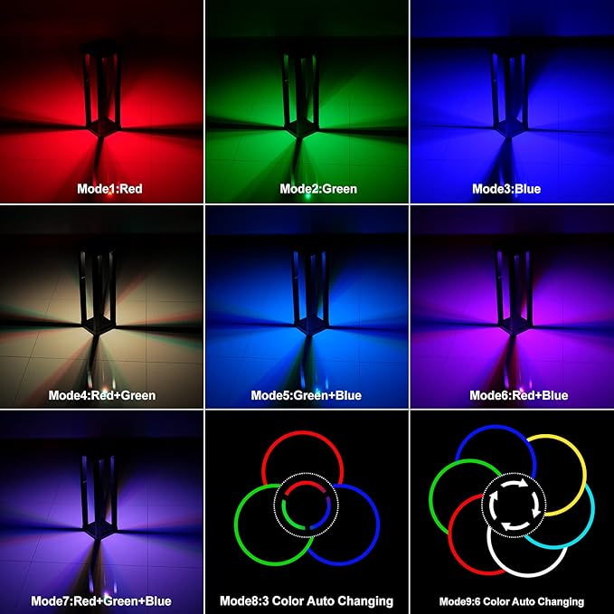 Ourdoor Floor Lamp,4 Pack Solar Powered Lamps RGB Color Changing LED Landscape Lighting Waterproof Street Lights for Patio,Porch, Yard,Garden,Deck (Black)