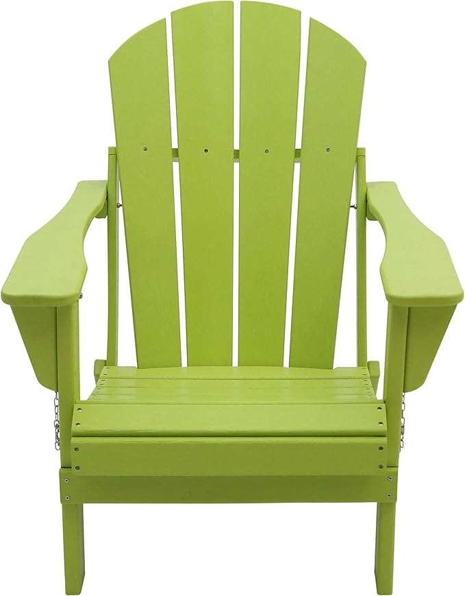 Westin Outdoors Laguna WO Home Outdoor Adirondack Folding Chair Lounger Seat Traditional Retro Home Furniture for Beach, Balcony, Backyard, Lawn, Patio, Pool, Deck, Garden (Lime Green)