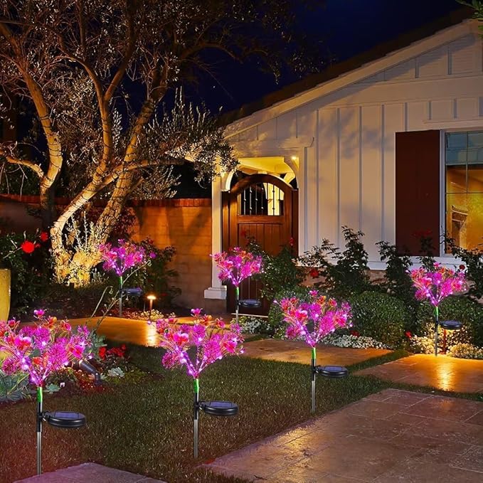 Neporal Garden Solar Lights Outdoor Waterproof IP65, 2PK Phalaenopsis Solar Flowers Solar Garden Lights Waterproof for Patio Decor, Yard Decor,Gardening Gifts for Women