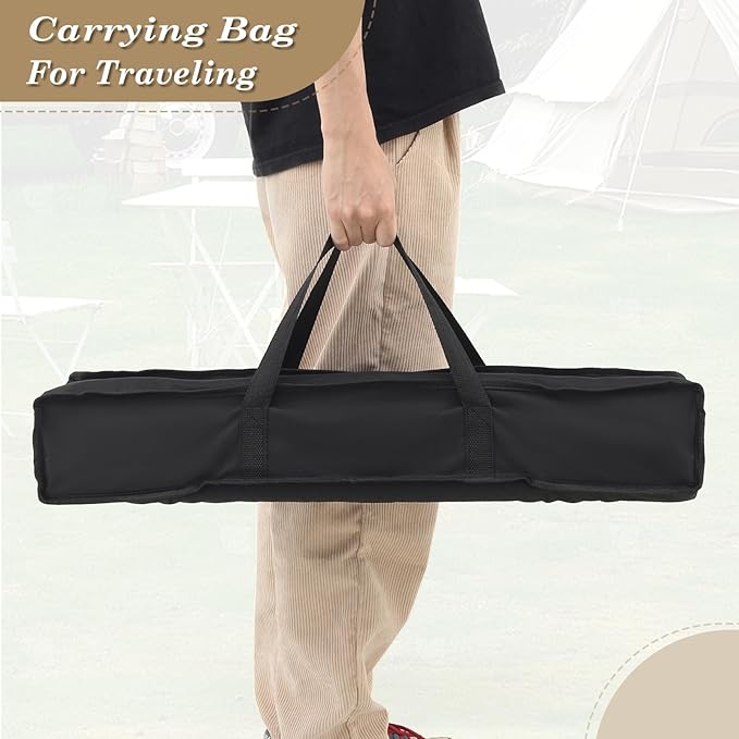 Athena Collection Foldable Camping Table, 28" Small Aluminum Outdoor Folding Camp Table with Roll Up Tabletop and Carry Bag, Lightweight and Portable for Outdoor Camping Picnic Grilling, Silver