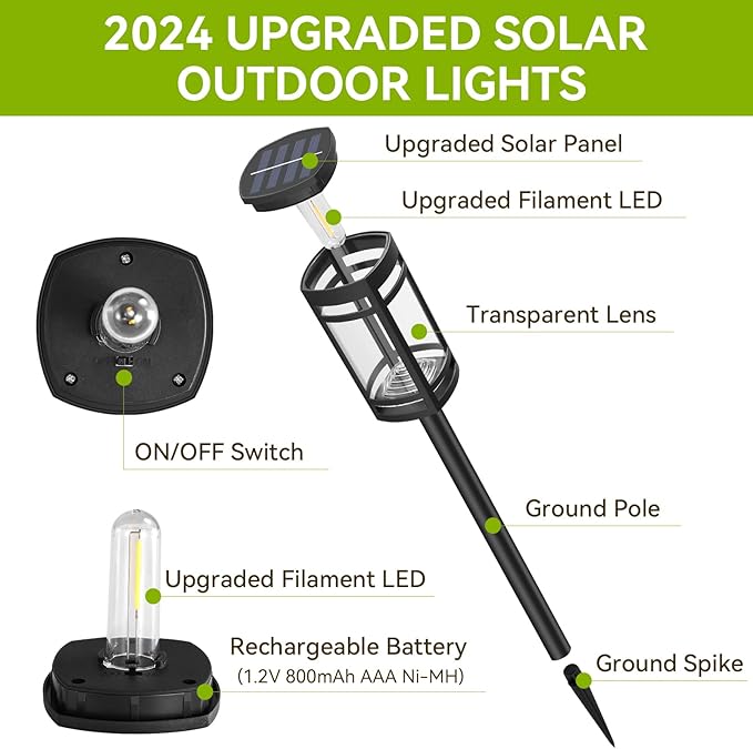 12 Pack Solar Lights Outdoor Waterproof for Garden Pathway Walkway Driveway Yard Lawn Decorative Landscape Lighting. (Warm White Light, 12)