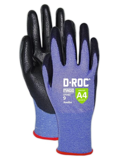 MAGID D-ROC ANSI A4 AeroDex Polyurethane Palm Coated Work Gloves, 12 Pairs, Size 12/3XL, GPD482