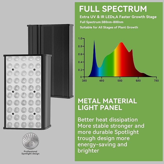 Grow Lights for Indoor Plants Full Spectrum Led Plant Grow Lights 3/9/12H Timer，10 Dimmable Levels， Adjustable Stand 23-67 inches， Flexible Gooseneck， Grow Lamp for Large and Small Plants with Stand