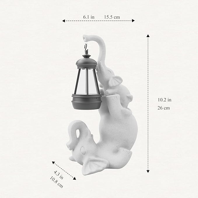 Solar Garden Statue 10 Inch Elephant Decor for Outside Yard Decoration Outdoor Unique Housewarming Gardening Birthday Gifts for Women Grandma