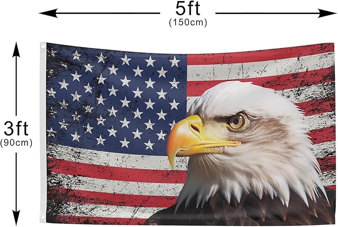 American Eagle Flag 3x5 Ft Double Sided Faith Over Fear Banner, Christian American Flags for Outside Christian Banners with Brass Grommets Outdoor House Decorations Flag