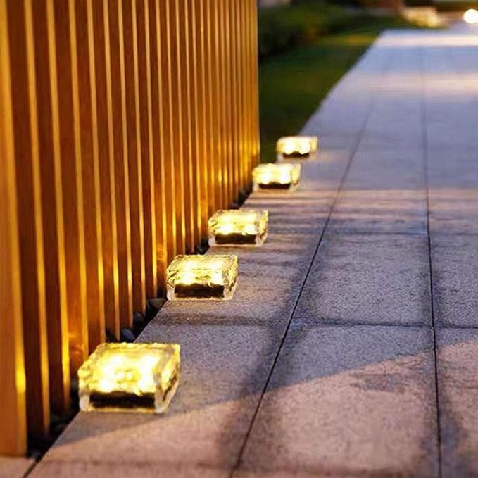 Epicgadget Solar Ice Cube Shaped Light, 2.8x2.8x2 inch Ice Cube Shaped Warm White Outdoor Solar Garden Decorative Lights for Walkway Pathway Backyard Christmas Decoration Parties (1 PC)
