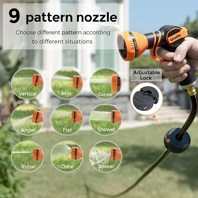 Giraffe Tools AW30 1/2MB Retractable Garden Hose Reel 1/2" x 100 ft PRO Metal Bracket, Heavy Duty, Any Length Lock Hose Reel, 100 ft, Dark Grey