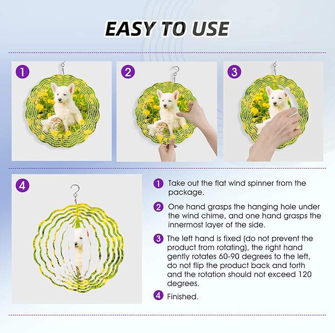 5 Pack Sublimation Wind Spinner Blanks 8 Inch Wind Spinners Sublimation Blanks 3D Aluminum Metal Wind Spinners for Yard and Garden Indoor Outdoor Window Porch Front Door Decoration Round