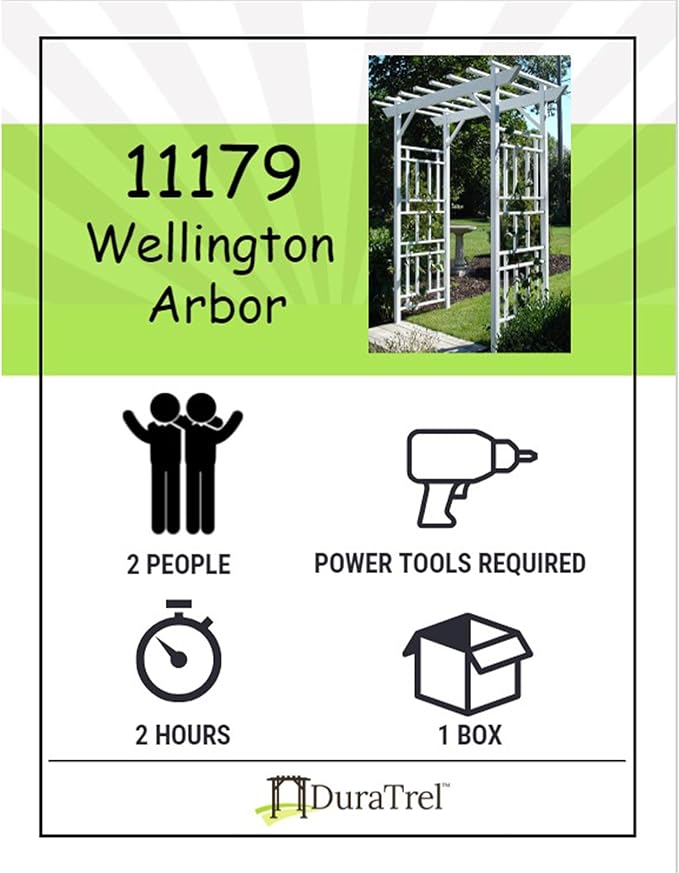 Dura-Trel Outdoor Garden Arch, Wellington Arbor Trellis for Climbing Plants, 72" x 85"