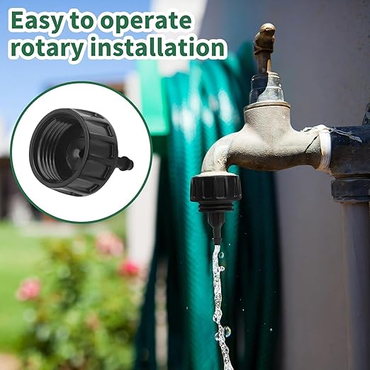 6 PCS 1/4 Inch Drip Irrigation Hose Connector, Drip Irrigation Tubing Fittings Convert 3/4" Garden Hose to 1/4" Drip Tubing, Faucet to Garden Hose Adapter Drip System Parts for Irrigation Kits(Black)