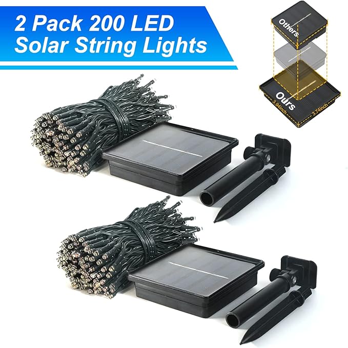 JMEXSUSS 2 Pack Blue Solar Christmas Lights, Total 400 LED 151FT Solar String Lights Outdoor Waterproof, 8 Modes Blue Christmas String Light for Outside Garden Party Patio Tree Decorations