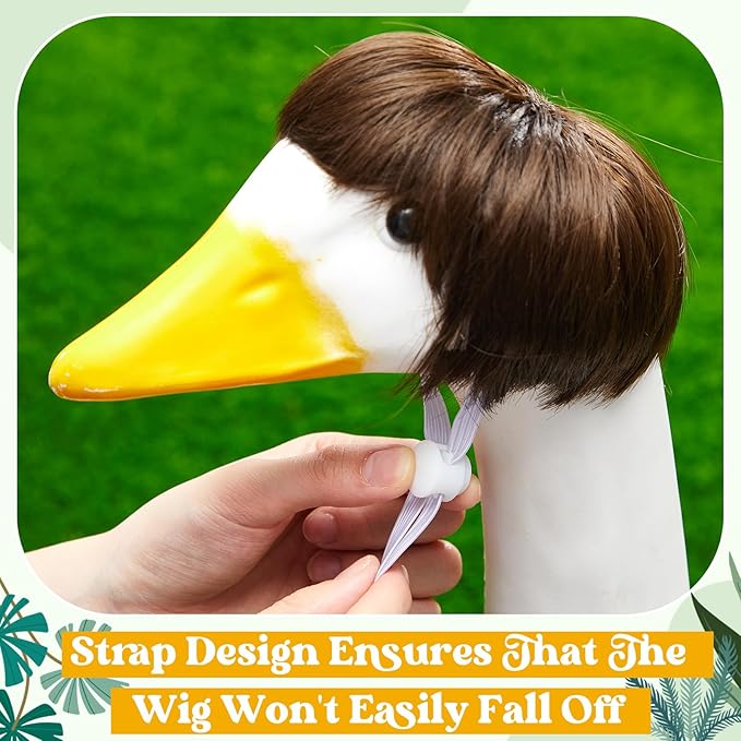 3 Pcs Porch Goose Outfit, Cute Porch Goosey Braid Wig, Crochet Hook Portico Goose Wig for Lawn Goosey Garden