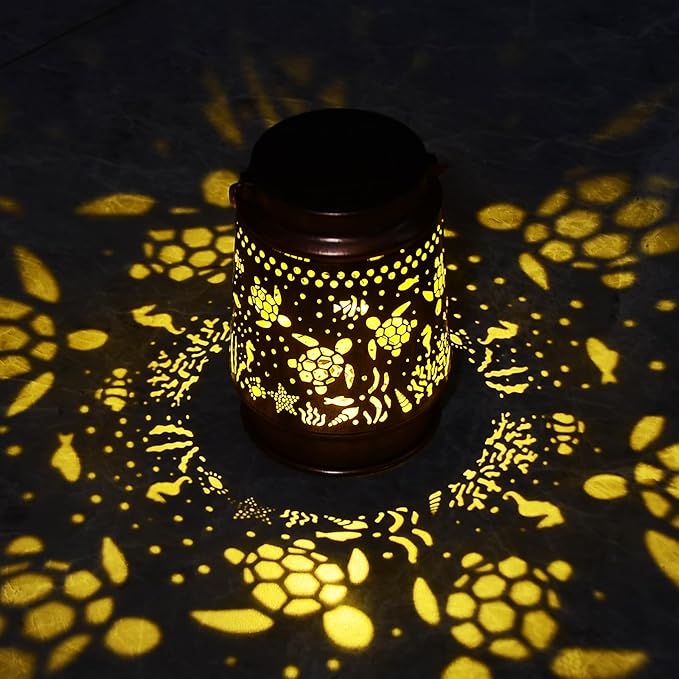 Solar Lanterns Outdoor Turtle Garden Decor Christmas Turtle Gifts for Women Mom Grandma Hanging Solar Sea Turtle Lights Metal Sea Turtle Gift Outside for Yard, Patio, Backyard, Porch Beach Gifts