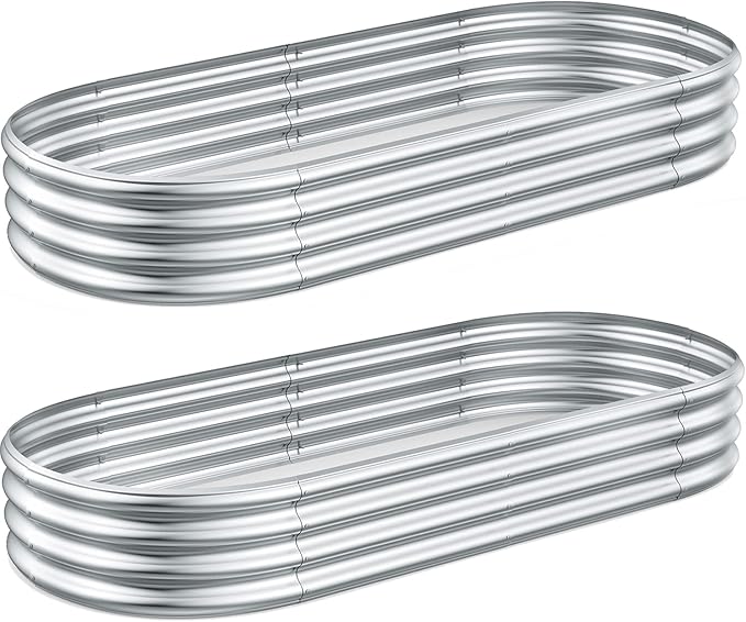 2 Pcs 8 x 3 x 1 FT Galvanized Steel Raised Garden Bed, Large Galvanized Steel Outdoor planter box for for Easy to DIY and clean - Raised Garden Beds outdoor for backyards, terraces and balconies