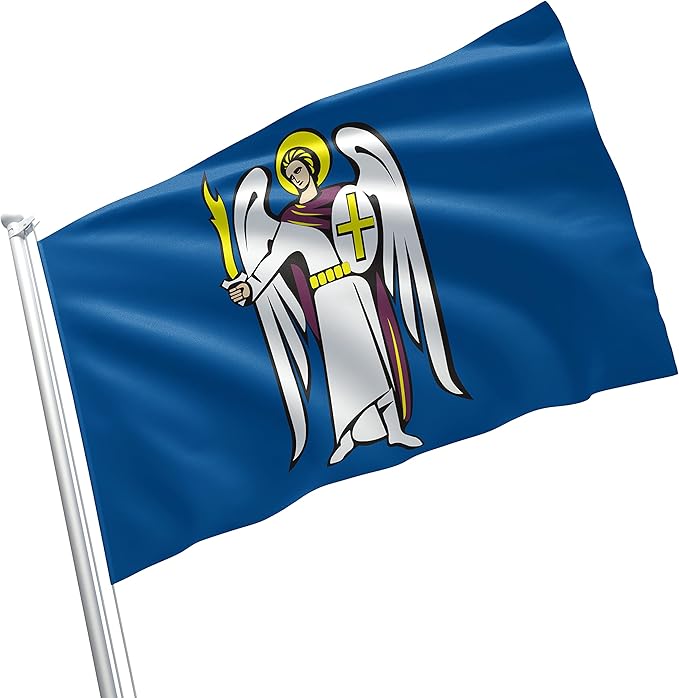 Kyiv City Ukraine Flag 3x5 ft – Vibrant Heritage Banner for Garden or Home, Display Rich History & Pride, Powerful Reminder of Ukrainian Spirit – Vivid Color, Double Stitched, Brass Grommets