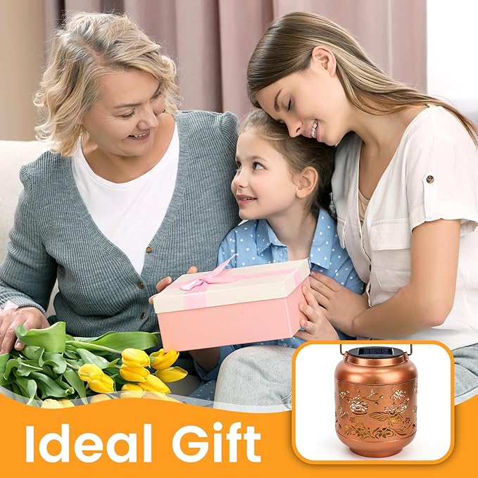Gifts for Mothers Day Women Mom Grandma Solar Lantern Outdoor Waterproof Bee Garden Decor Hanging Solar Lights Yard Decorations Outdoor, Birthday Gifts for Mom, Backyard, Patio, Porch