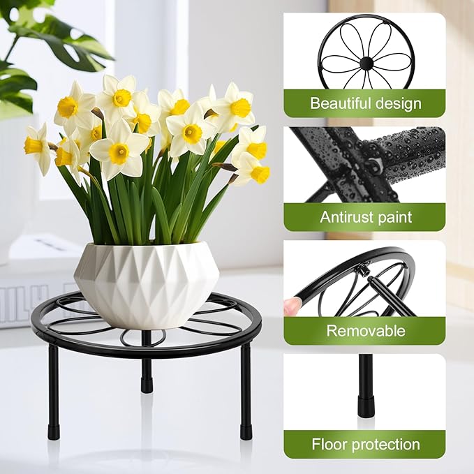 ESRICH Plant Stands, Metal Plant Stands Indoor, Plant Stand,Heavy Duty Plant Stands for Multiple Plant , Anti-Rust Iron Plant Pot Shelffor Planter, Potted Plant Holder for Garden Home ( 2 Pack 7.8in)