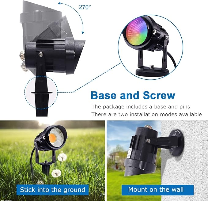 SUNVIE Christmas Spotlights Outdoor Waterproof 6W Color Changing RGB Landscape Lights with Remote Control, 2 Pack for Garden Yard Trees Decorative