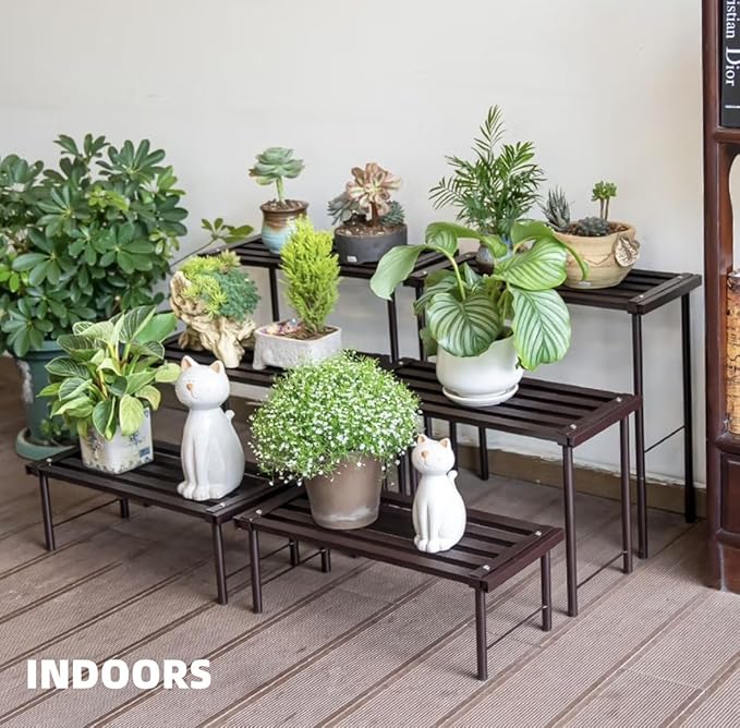 Metal Plant Stand, Rust-proof Aluminum Flower Pot Stand, Plants Display Stands Decoration Racks for Living Room Balconies and Gardens (90 Ebony)