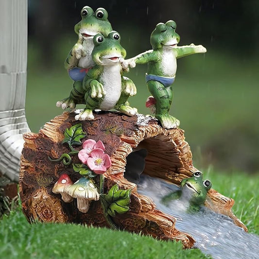 Elenon Playful Frog Decorative Gutter Downspout Extension Statue, Animal Gutter Guardian Rain Downspout Extender, Garden Splash Block Outdoor Sculpture for 3" × 4" Down Spouts Decor
