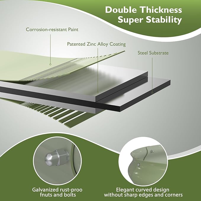 Raised Garden Bed Kit, 8x2x1 ft Galvanized Planter Box Outdoor, Oval Large Metal Raised Beds for Gardening Vegetables Flower Herb (Avocado Green)