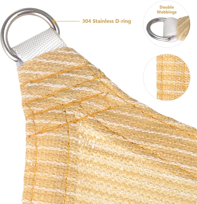 Eden's Decor Straight Flat-Edged Sun Shade Sail Rectangular 5' x 9' Beige UV-Blocking Outdoor Canopy Fabric Cloth Awning for Pergola Patio Garden Backyard Custom Size