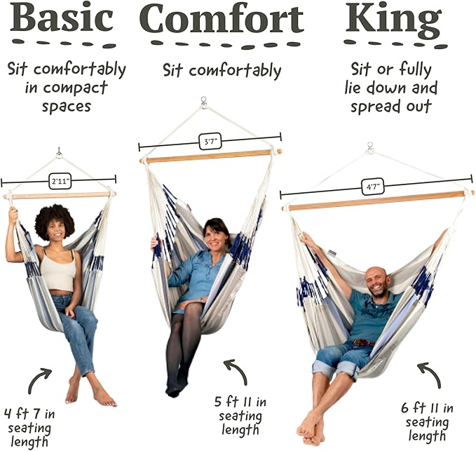 LA SIESTA® - Large Comfort Domingo Hammock Swing Chair & CasaMount - Weather & Tear Resistant Hanging Chair - Outdoor Indoor Hammock Chair w/Suspension Kit for Walls Ceilings Square Beams - Sea Salt