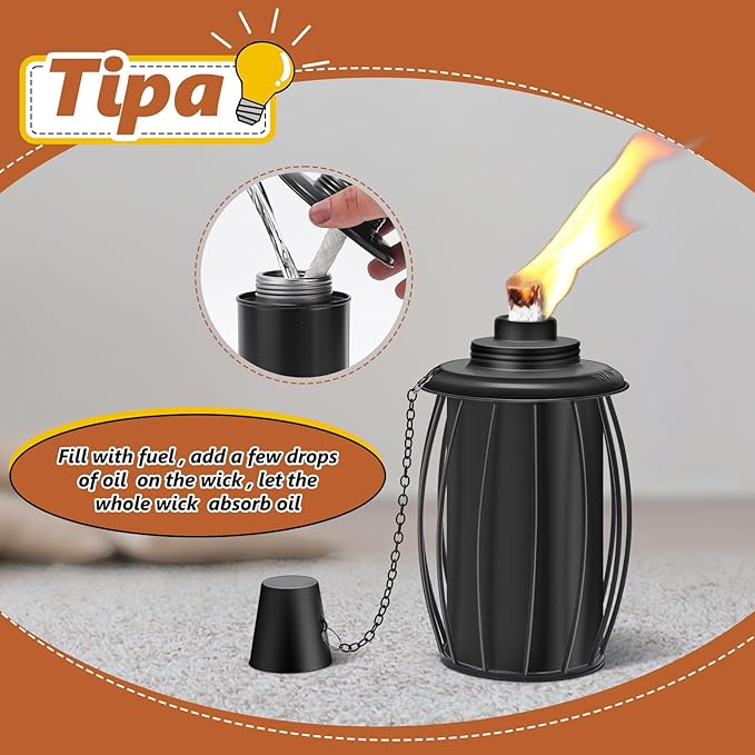 4-Pack Upgraded Torch Canisters,16oz Replacement Torch Refillable Canisters with Wicks,Caps, Outdoor Citronella Fuel Torch Canister for Luau Party, DIY Garden Decor.